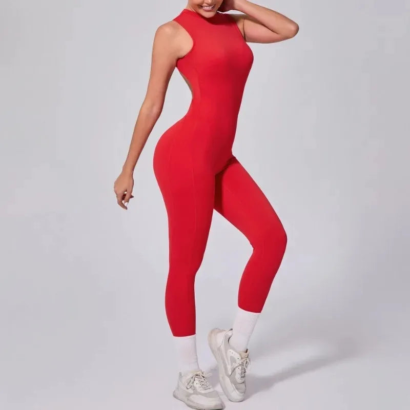 Women's Seamless Yoga Bodysuit - Backless & Removable Padding Booty Suit for Gym Fitness Breathable Design Sports Jumpsuit