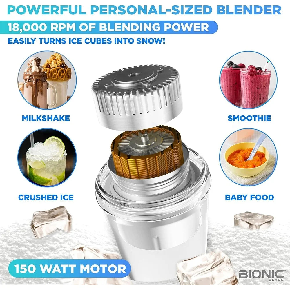 Portable Rechargeable Smoothie Blender Set with 6-point Stainless Steel Blades USB Charger BPA-free Bottle Juices Shakes Baby