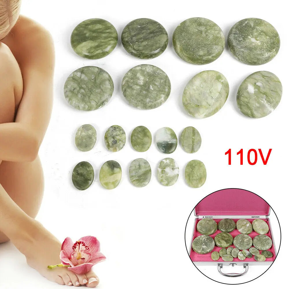 Hot Stones Massage Set 16/20/28Pcs Basalt Hot Stones with Heater Box for Home Salon Professional Relaxing Healing Pain Relief