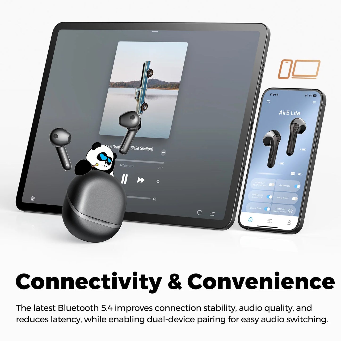 Bluetooth V5.4 Earbuds LDAC Hi-Res Audio Wireless Earphone, 13mm Driver, IPX5 Waterproof,Multipoint Pairing
