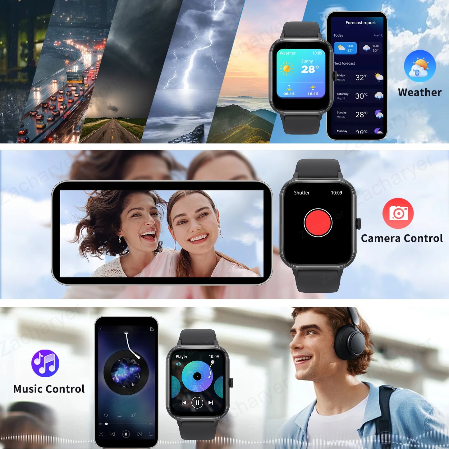 Touch Screen Watches Sport Smart Watch Bluetooth Call Fitness Tracker Smartwatch Sedentary Reminder Pedometer