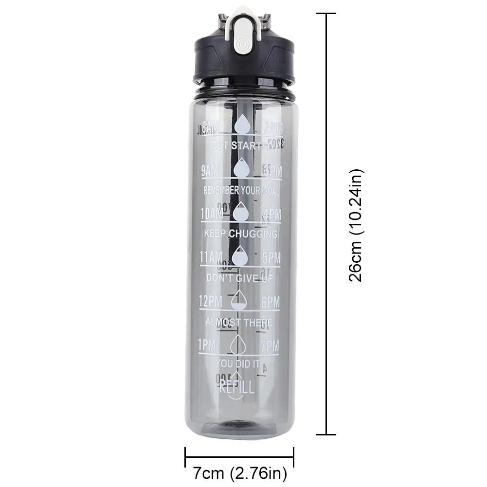 800ml Portable Drinking Cup with Straw & Handle Outdoor Travel Bottle Leakproof Motivational Drinking Bottle for Outdoor Sports