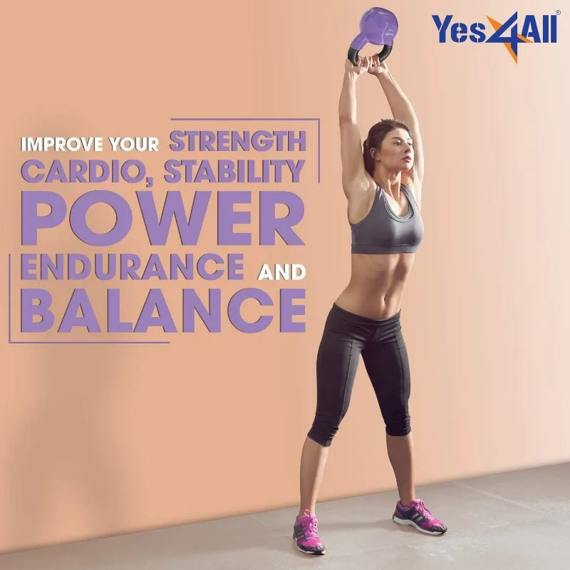 Yes4All Kettlebell Set Vinyl Coated Weights Combo for Full Body Workout Equipment Push up, Grip Strength Training
