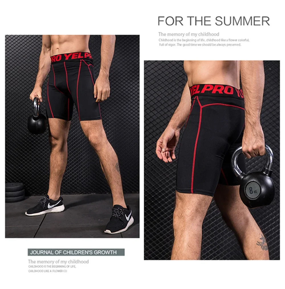 Men Fitness Compression Shorts Running Training Sport Shorts Tight Breathable Quick-drying Stretch Shorts Letter Belt Gym Shorts