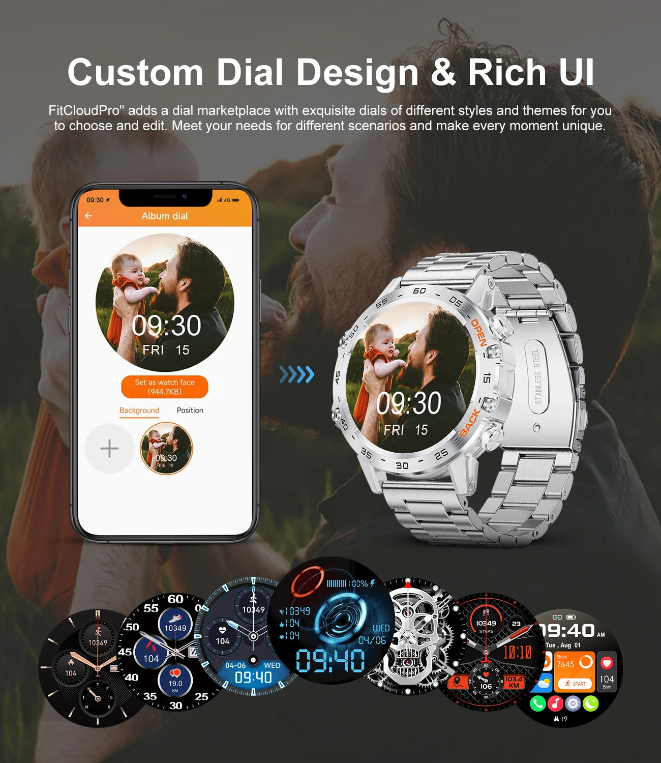 New1.39" Bluetooth Call Smart Watch Men Outdoor Sport Fitness Heart Rate Health Monitoring Smartwatch for Android IOS Phone