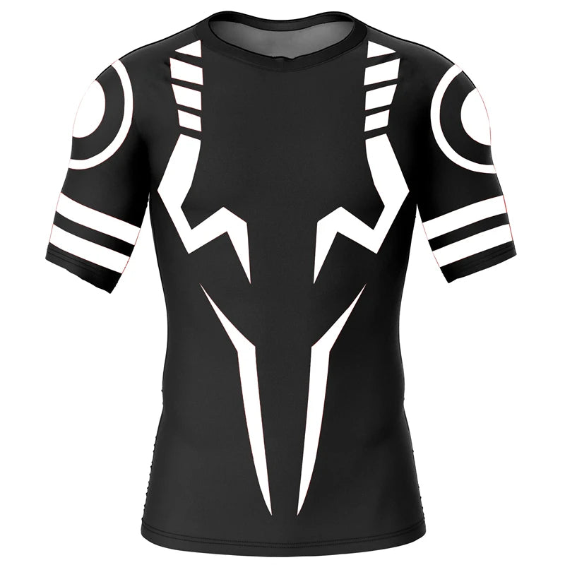 3D Print Compression Shirts for Men Athletic Quick Dry Tshirts Tops Gym Workout Fitness Undershirts Baselayers Anime Rash Guard