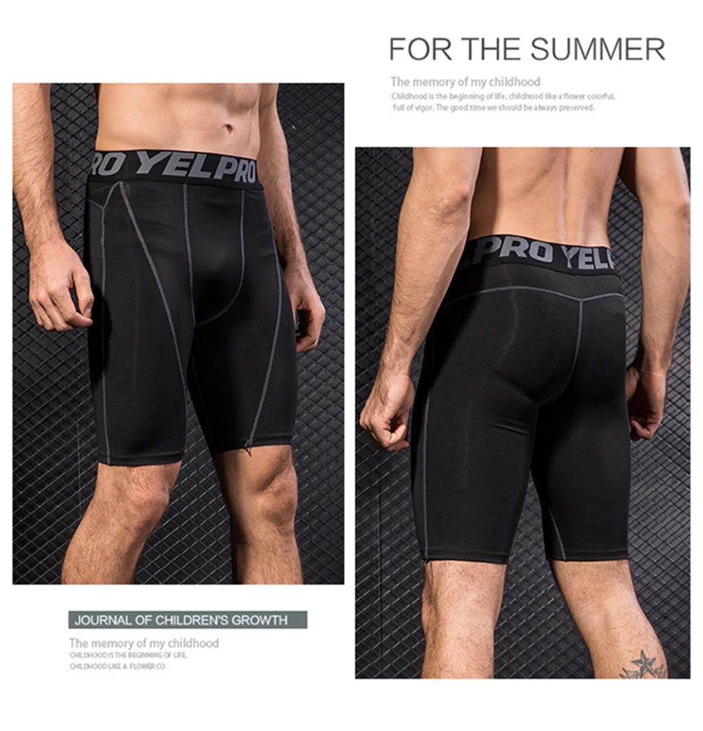 Men Fitness Compression Shorts Running Training Sport Shorts Tight Breathable Quick-drying Stretch Shorts Letter Belt Gym Shorts