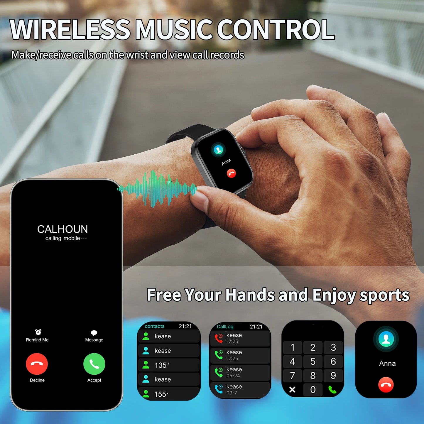 Multifunctional Smart Watch Men Women Bluetooth Connected Phone Music Fitness Sports Bracelet Sleep Monitor Smartwatch