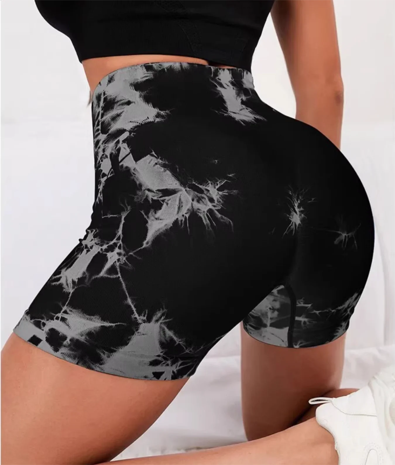 Women's Yoga Shorts Tie Dye Peach Butt Nylon Quick Dry Fitness Pants High Stretch Hip Lift Sweatpants Tight Leggings