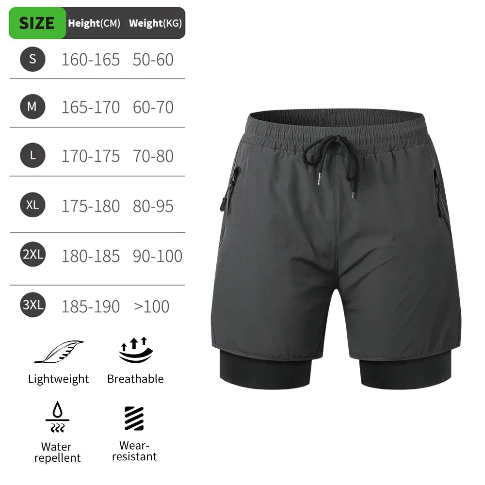MTB Shorts Summer Men Cycling Shorts 2 in 1 Mountain Bike Padded Shorts Double Layer Downhill Bike Quick Dry Short Pants