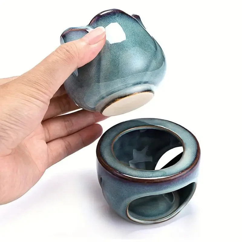 [Ceramic Aromatherapy Diffuser Set] Creative 1Set Tulip-Shaped Ceramic Aromatherapy Diffuser and Candle Holder Set - Essential O
