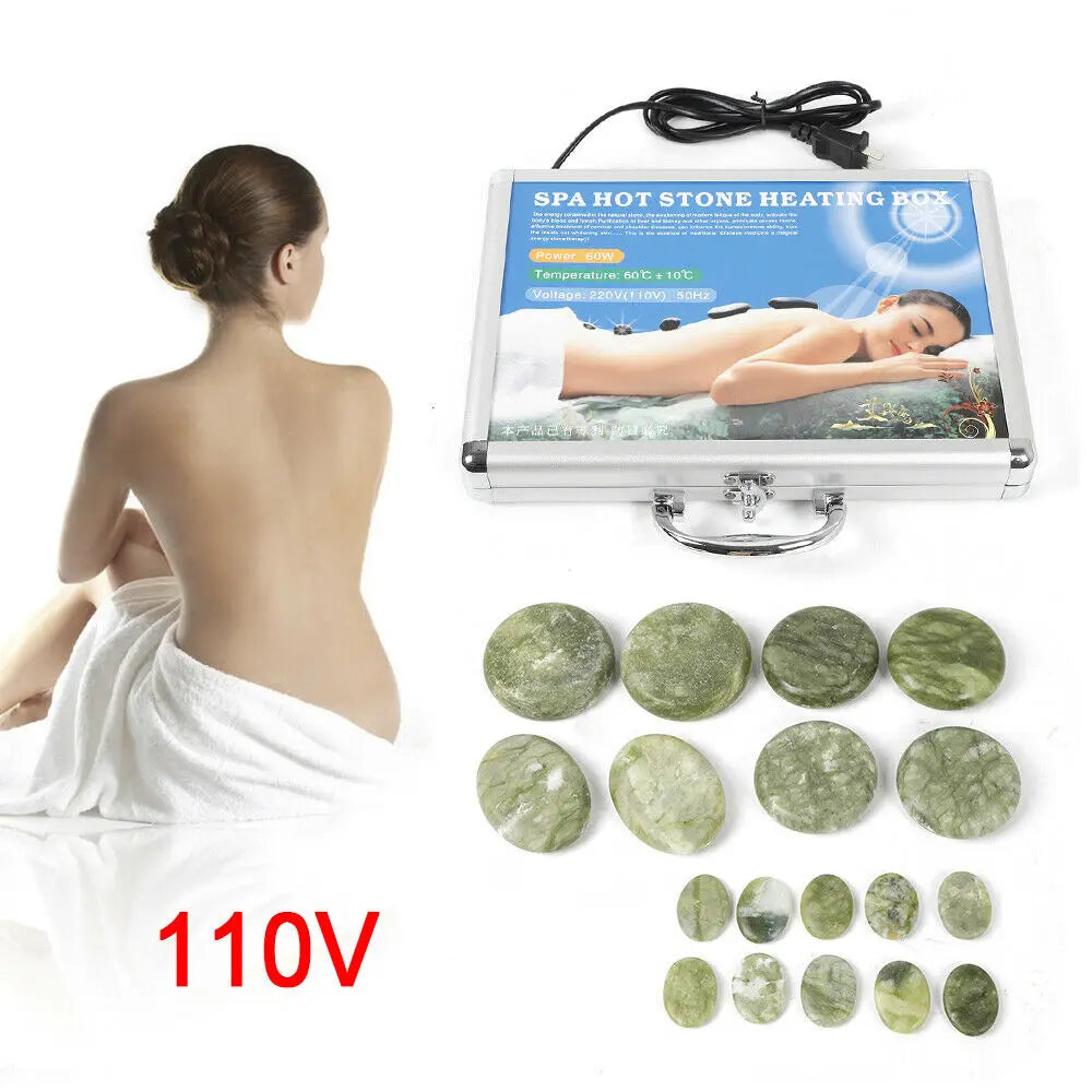 Hot Stones Massage Set 16/20/28Pcs Basalt Hot Stones with Heater Box for Home Salon Professional Relaxing Healing Pain Relief
