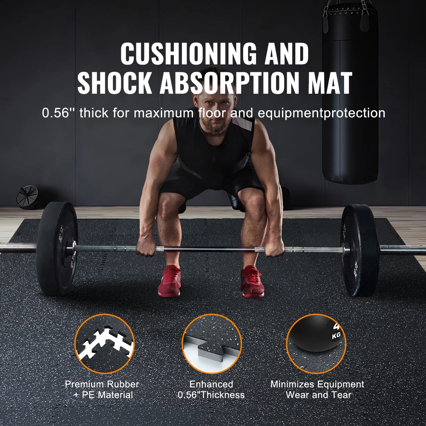 SucceBuy 0.56 Inch 25 Tiles Rubber Top with EVA Foam Thick Floor Mats 24/48/100 sq.ft Coverage Interlocking Puzzle for Gym Home